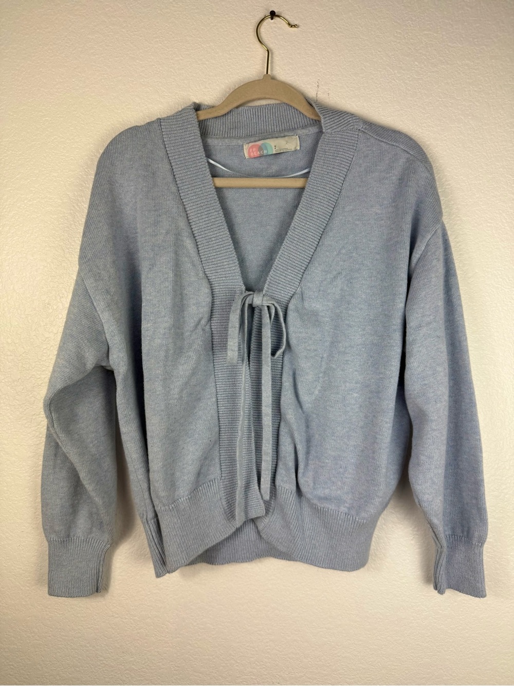 Free peoples Light Blue Tie-Front V-Neck Sweater and pants set size S - Picture 2 of 15